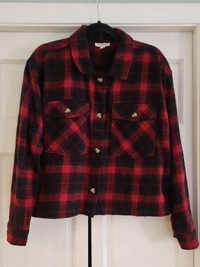 NWOT beachlunchlounge Red and Black Utility Jacket size L